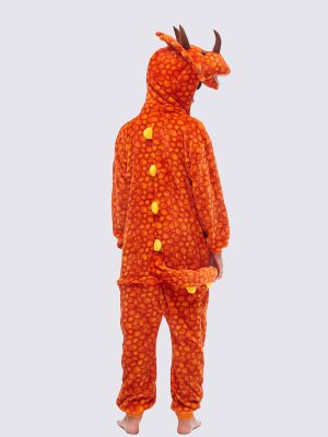 Boys' "Orange Triceratops" Pajama Jumpsuit