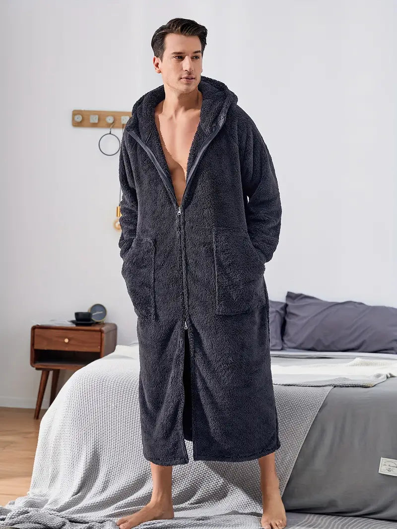 Long Terry Cloth Hooded Robe - Image 3