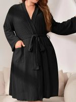 Black Plus-Size Bathrobe