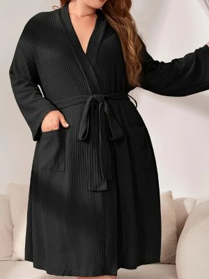 Black Plus-Size Bathrobe