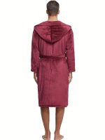 Warm Hooded Fleece Bathrobe