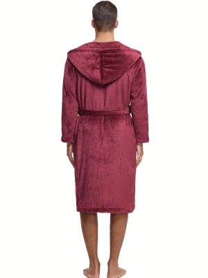 Warm Hooded Fleece Bathrobe