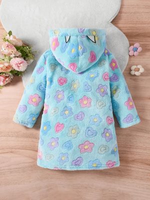 Children's Floral Terry Cloth Bathrobe