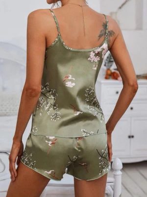 "Floral Sage" Satin Pajama Set