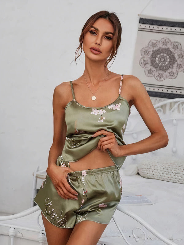 "Floral Sage" Satin Pajama Set - Image 2