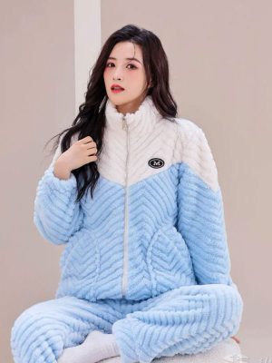Women's Sky Blue "Polar Dream" Fleece Pajama Set