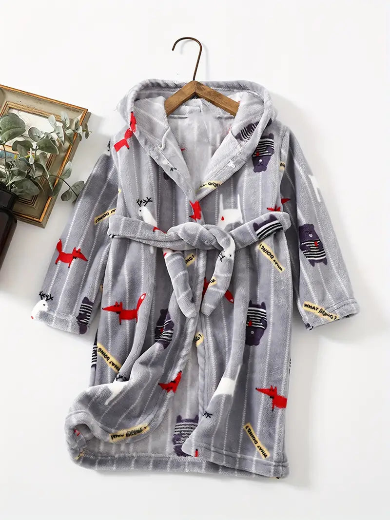 Children's Terry Cloth Bathrobe with Animal Patterns - Image 2