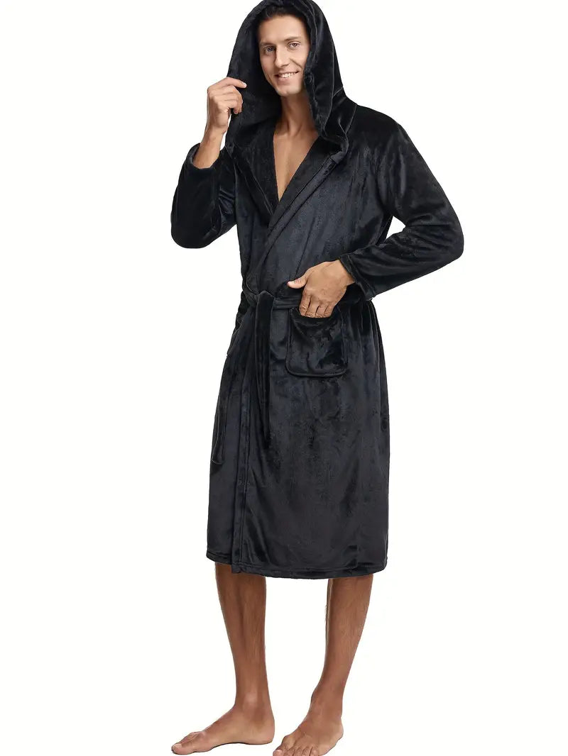 Warm Hooded Fleece Bathrobe - Image 5