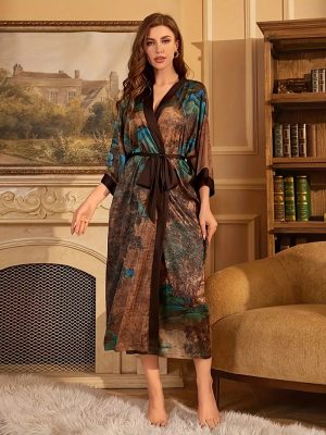 High-Quality Chinese Landscape Kimono Robe