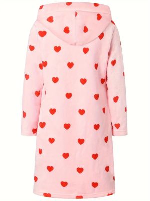 Children's Heart-Print Bathrobe