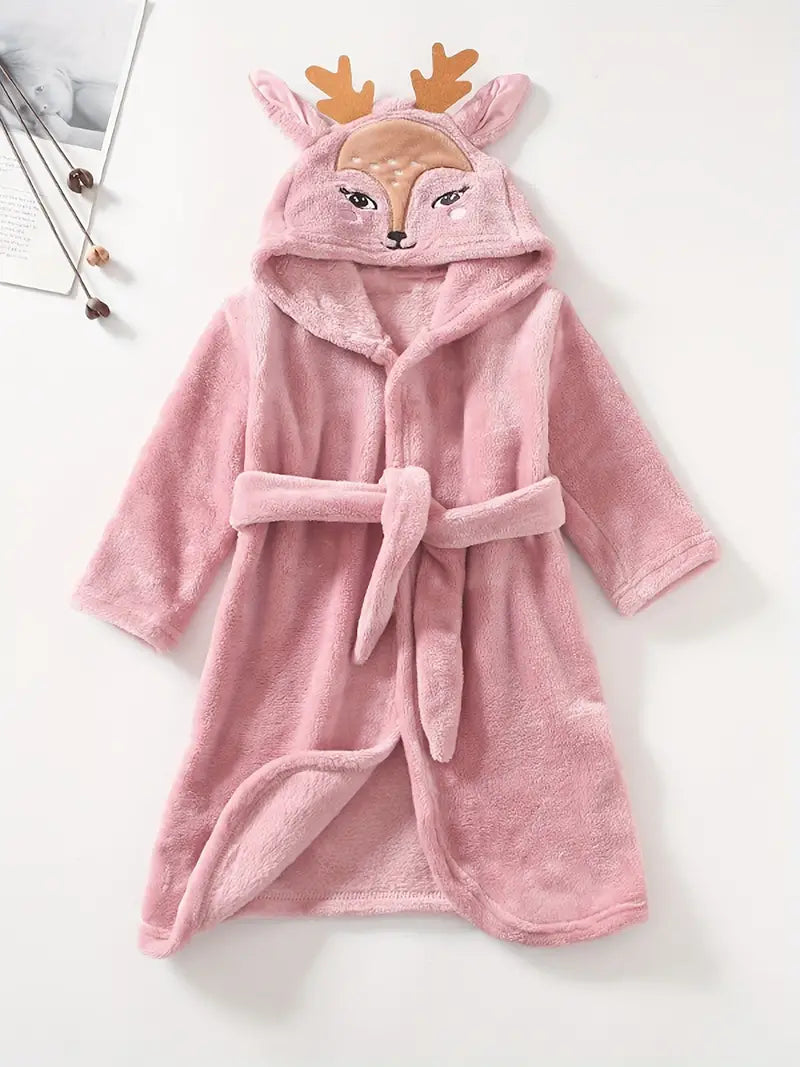 Children's Terry Cloth Bathrobe with Deer Pattern - Image 2