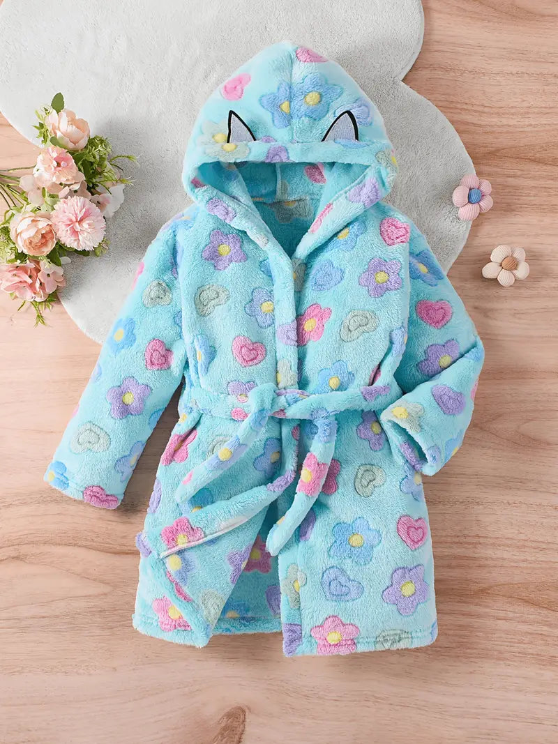 Children's Floral Terry Cloth Bathrobe - Image 2