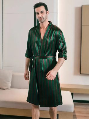 Luxury Striped Satin Robe
