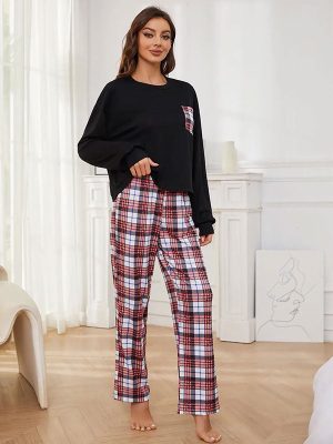"Caresse Nocturne" Women's Plaid Pajama Pants