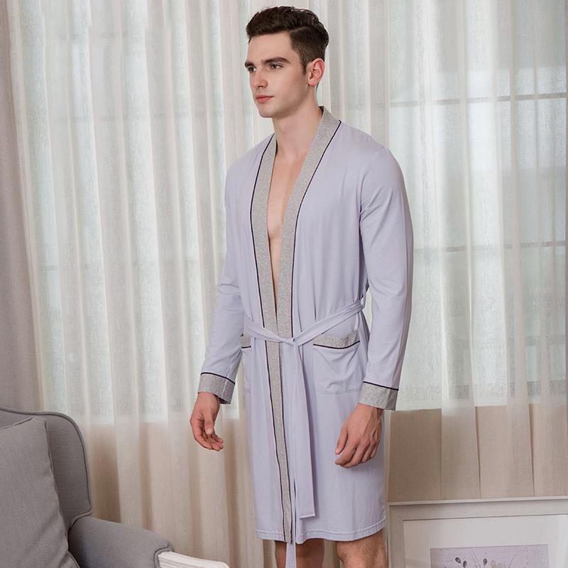 Men's Two-Tone Cotton Bathrobe