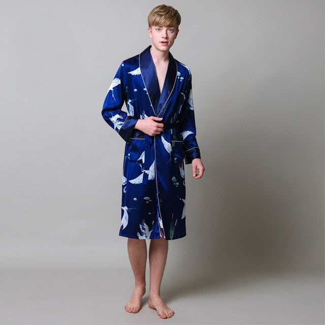 Men's Blue Satin Pajamas - Image 2