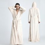 Men's White Hooded Bathrobe