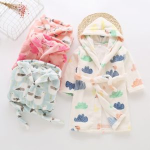 Pink Bear Bathrobe for Baby Girls