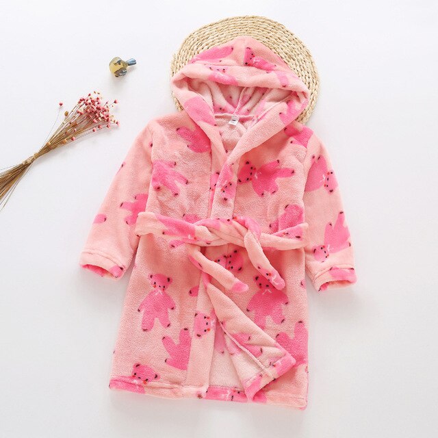 Pink Bear Bathrobe for Baby Girls - Image 2