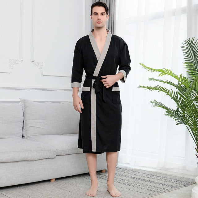 Men's Short Cotton Bathrobe - Image 2