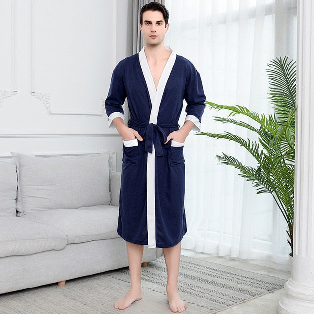 Men's Short Cotton Bathrobe - Image 2