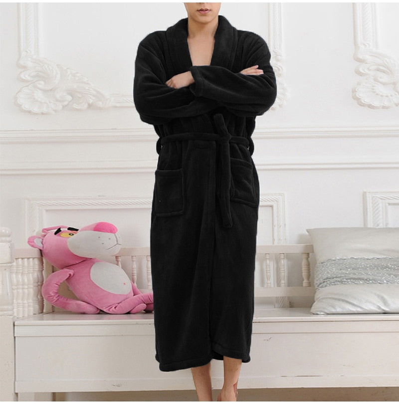 Men's Black Fleece Robe