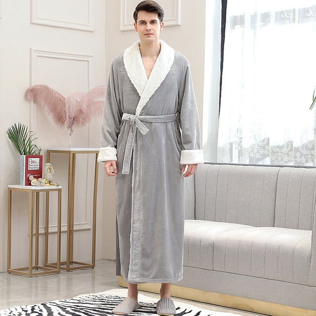 Men's Grey Fleece Robe - Image 2