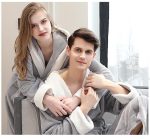 Men's Grey Hooded Bathrobe