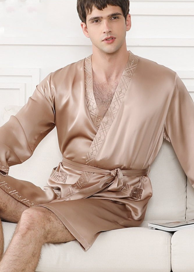 Men's Short Silk Robe - Image 2