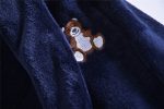 Navy Blue Fleece Bathrobe for Kids