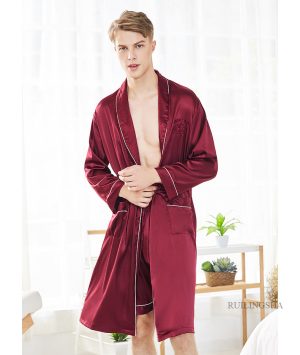 Men's Red Satin Robe