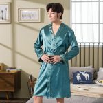 Men's Aqua Satin Robe