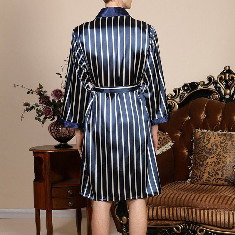 Men's Striped Satin Robe