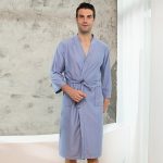 Men's Blue Waffle-Weave Robe