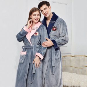 Men's Grey Fleece Bathrobe