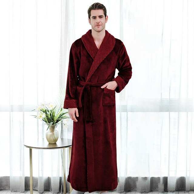 Men's Burgundy Bathrobe