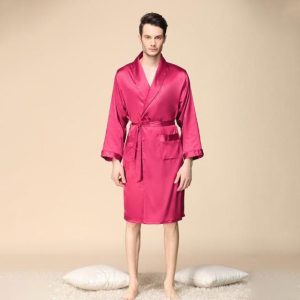 Peignoir Homme Satin Rouge