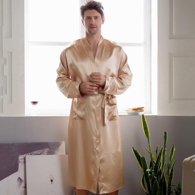 Men's Champagne Satin Robe