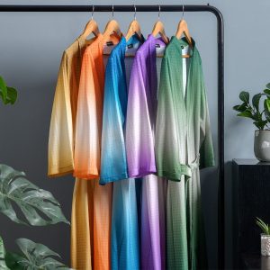 Men's Orange Waffle-Weave Robe