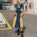 Denim-effect trench coat