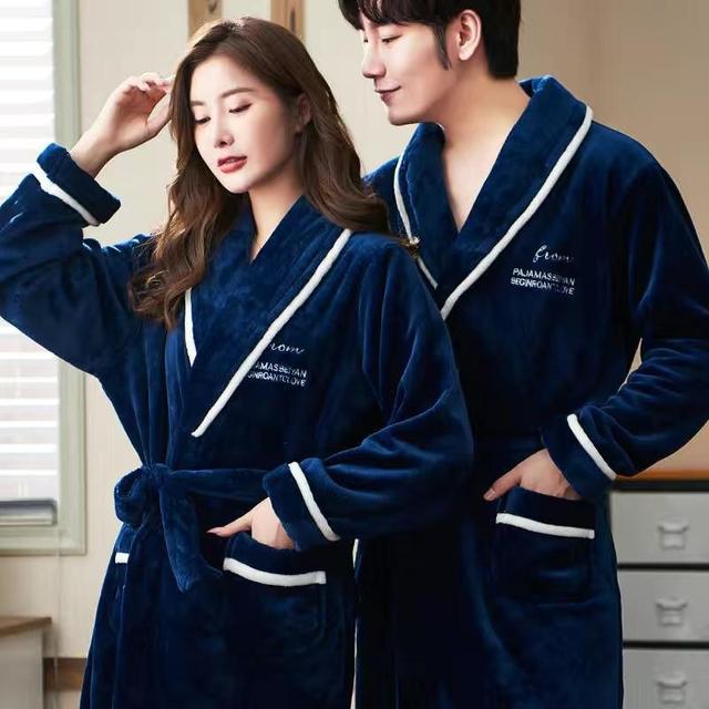 Men's Blue Velour Robe - Image 2
