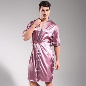 Men's Pink Satin Robe