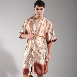 Men's Oriental-Style Satin Robe