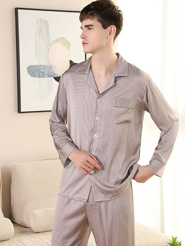 "Morning Refuge" Men's Satin Pajama Shirt