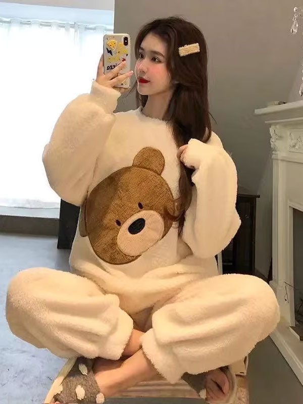 Women's Cozy Fleece "Teddy Bear" Pajamas - Image 3