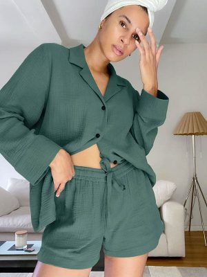 "Emerald Glow" Women's Cotton Pajamas
