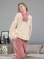 Women's Cream and Pink "Soft Snowflake" Fleece Pajamas