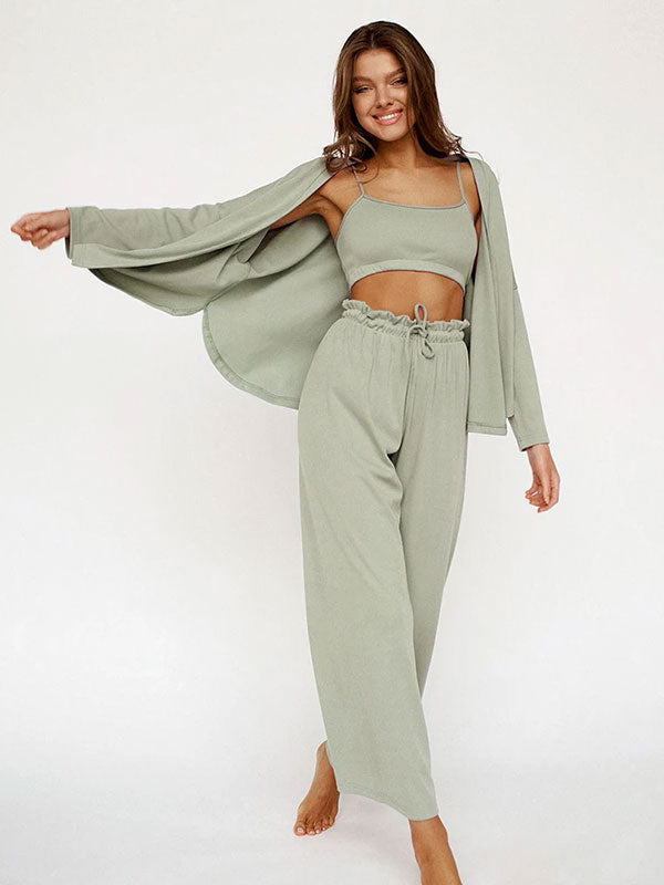 Beautiful 3-Piece Women's Pajama Set "Green Dream" - Image 2