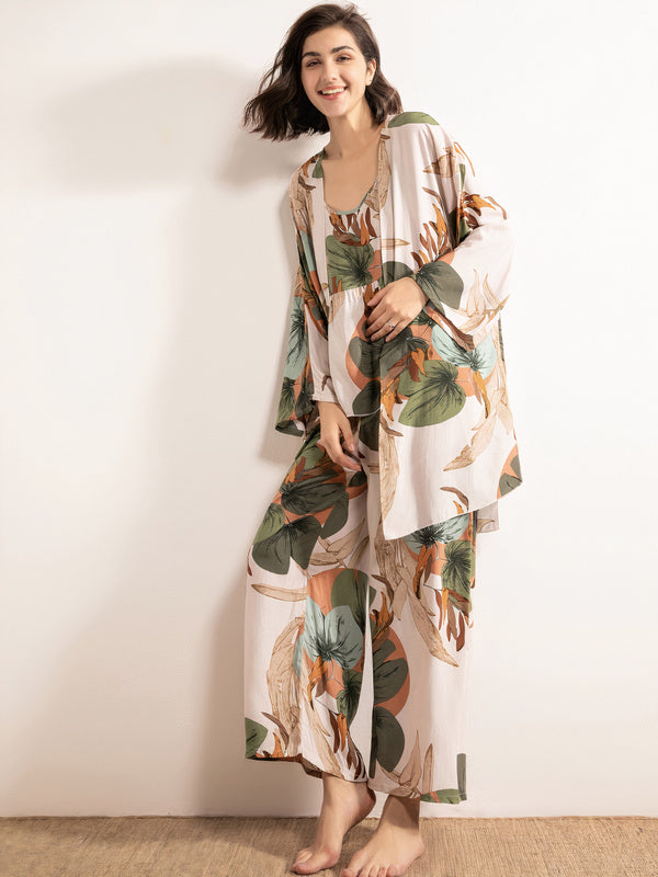 "Dream Oasis" Chic and Elegant 3-Piece Women's Pajama Set - Image 2
