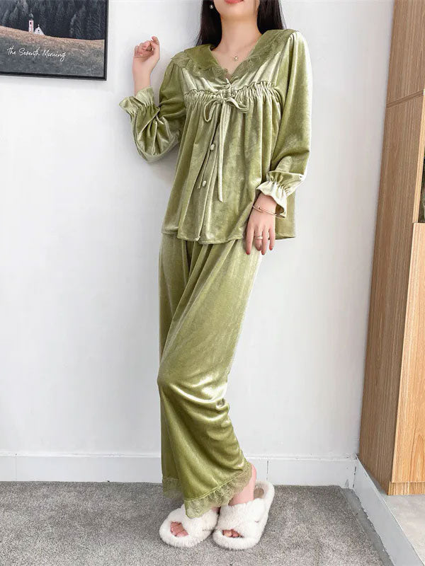 "Frisson de Jade" Women's Velour Pajamas - Image 2